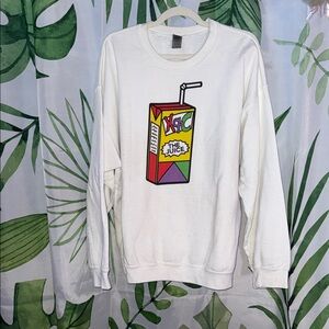 Graphic Juice Box Crewneck Sweatshirt - White (Twitch Streamer XQC)